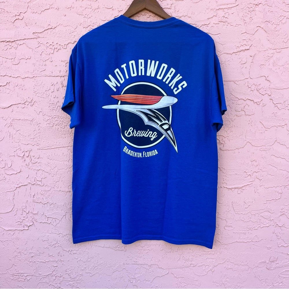 Motorworks Brewery Graphic T-Shirt Florida USA Blue Adult Size Large